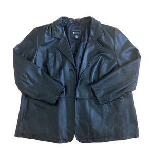 genuine leather jacket- size: 2x, brand: maggie barnes